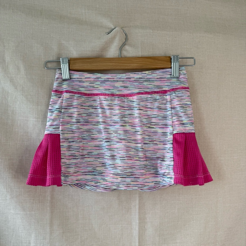 Girls Champion Pink Striped Athletic Skort Size M | Mesh Sides | Built-in Shorts